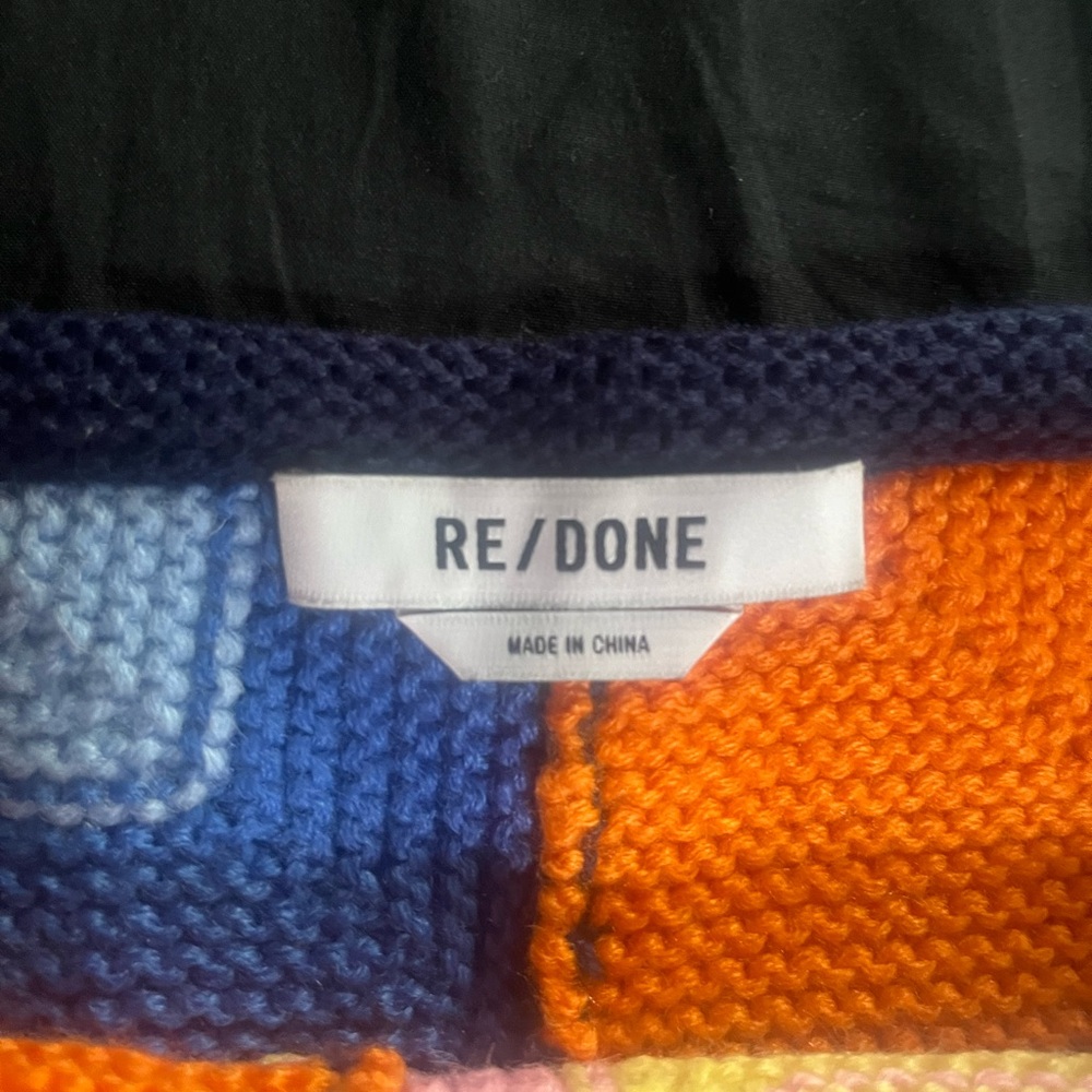 Re/Done Multicolor Knit Patchwork Mini Sweater Dr… - image 3